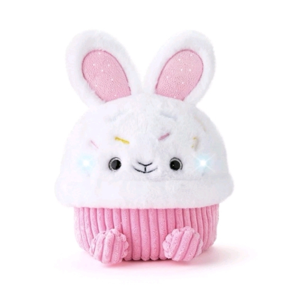 FAO Schwarz 12" Glow Brights Bunny Cupcake Plush Pink White NWT Easter Spring